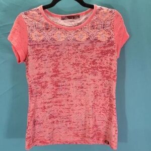Prana Womens Short Sleeve Patterned Top (Size: Small/Pink)